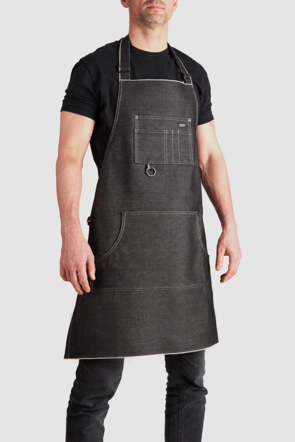 ALBERT APRON BLACK, Candiani Black Color Denim